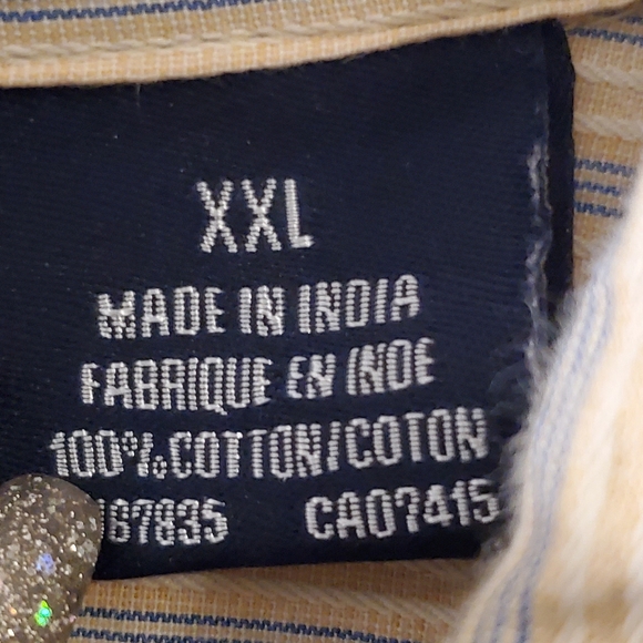 Nautica Mens Tan Navy Striped ButtonDown Shirt XXL - Picture 3 of 9